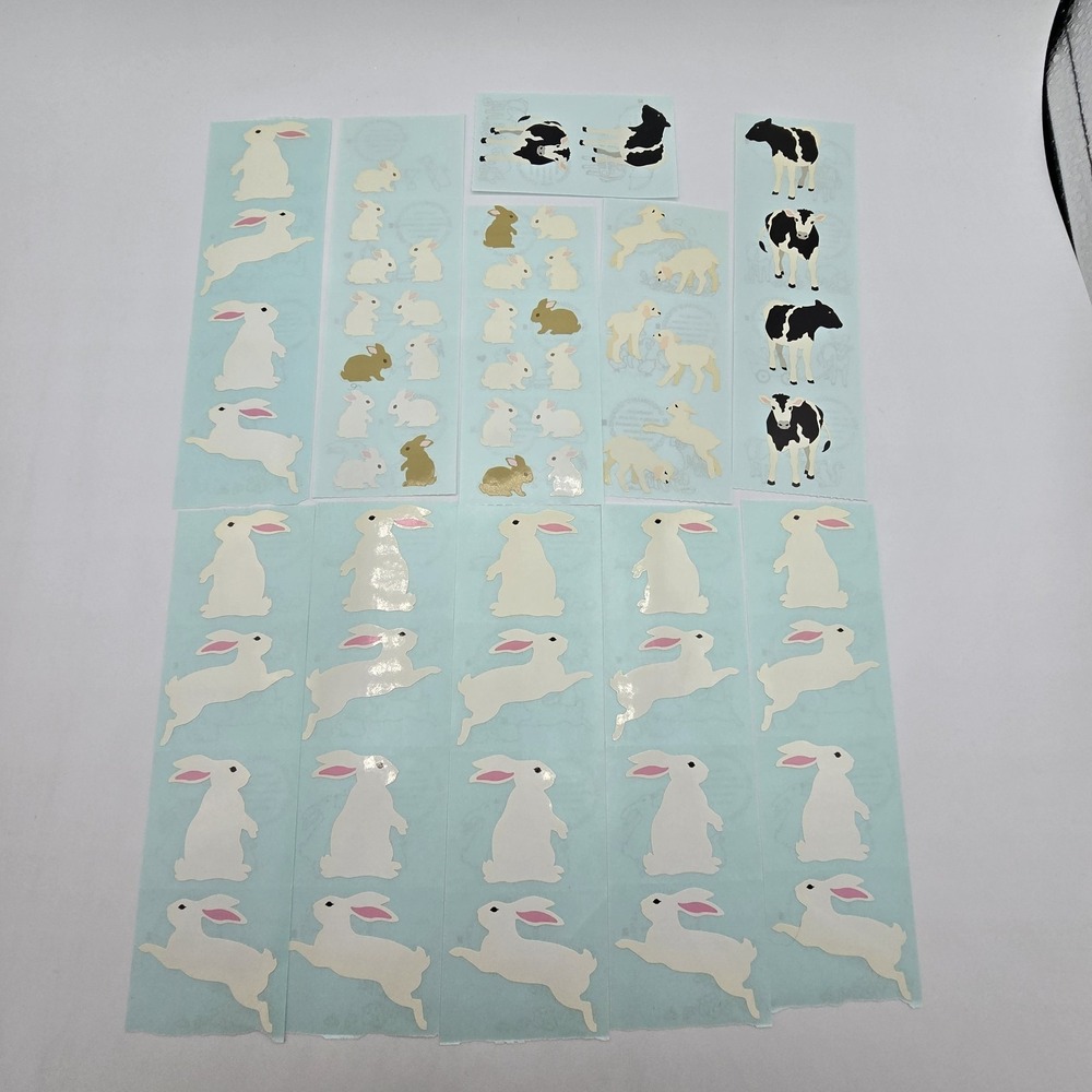 Vtg 90s‎ Mrs. Grossman's Stickers Lot Animals Cow Bunny Rabbit Easter Spring